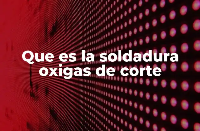 Que es la Soldadura Oxigas de Corte