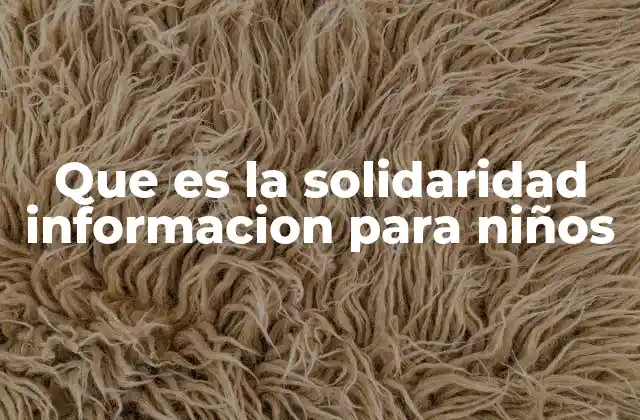 Que es la Solidaridad Informacion para Niños
