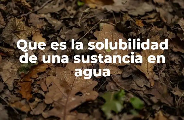 Que es la Solubilidad de una Sustancia en Agua