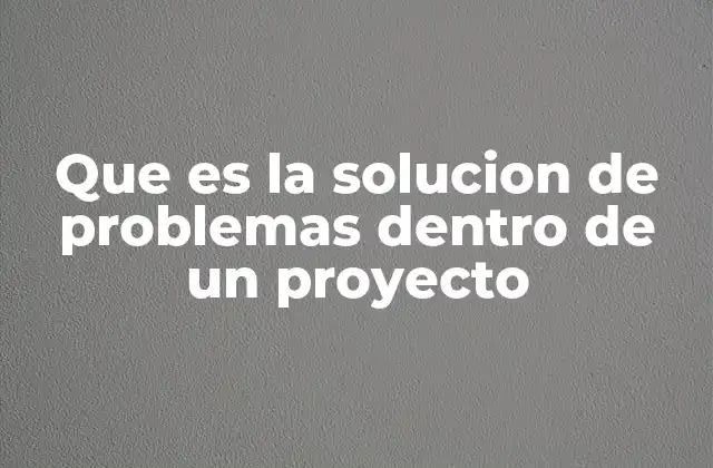 Que es la Solucion de Problemas Dentro de un Proyecto