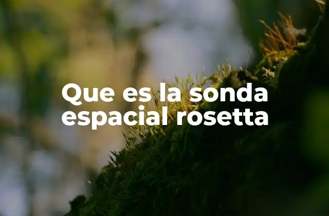 Que es la Sonda Espacial Rosetta