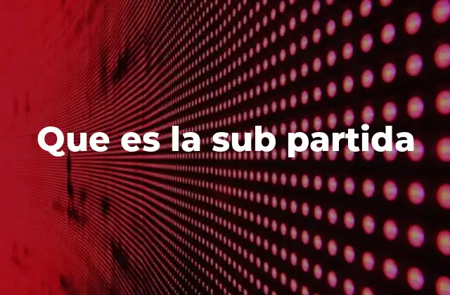 Que es la Sub Partida