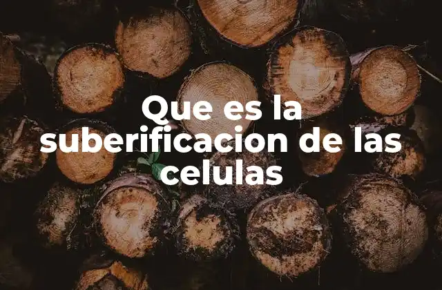 Que es la Suberificacion de las Celulas