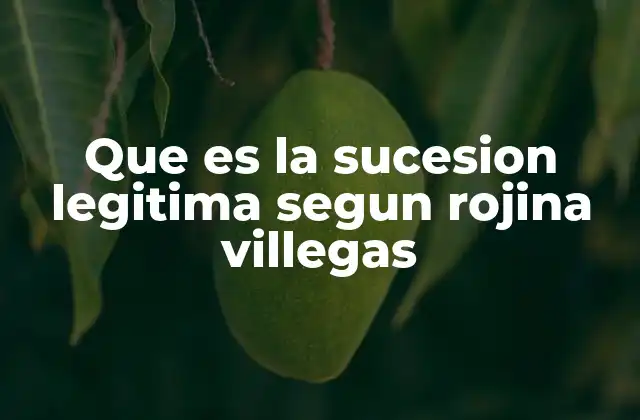 Que es la Sucesion Legitima Segun Rojina Villegas