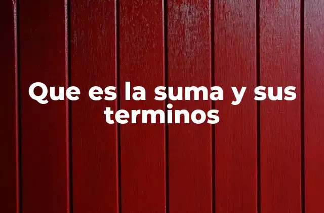 Que es la Suma y Sus Terminos