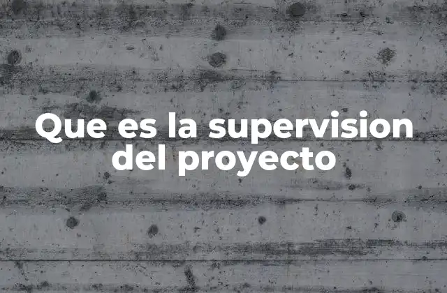 Que es la Supervision Del Proyecto