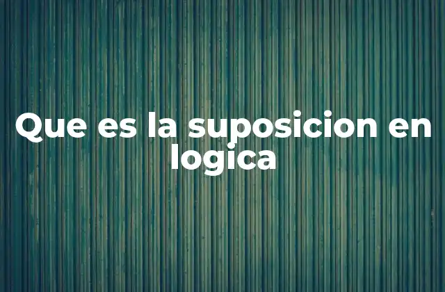 Que es la Suposicion en Logica