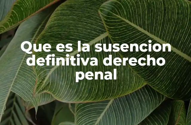 Que es la Susencion Definitiva Derecho Penal