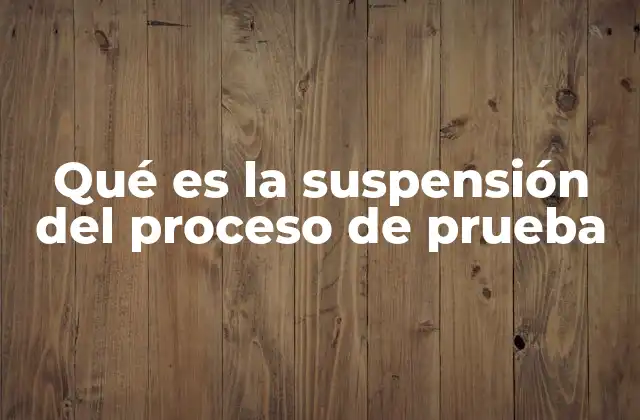 Qué es la Suspensión Del Proceso de Prueba