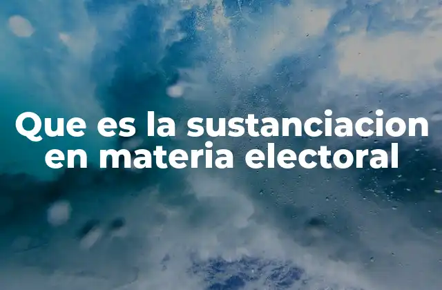 Que es la Sustanciacion en Materia Electoral