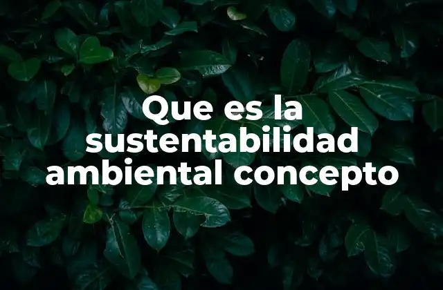 Que es la Sustentabilidad Ambiental Concepto