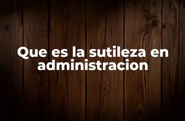 Que es la Sutileza en Administracion