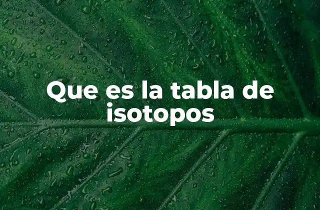 Que es la Tabla de Isotopos