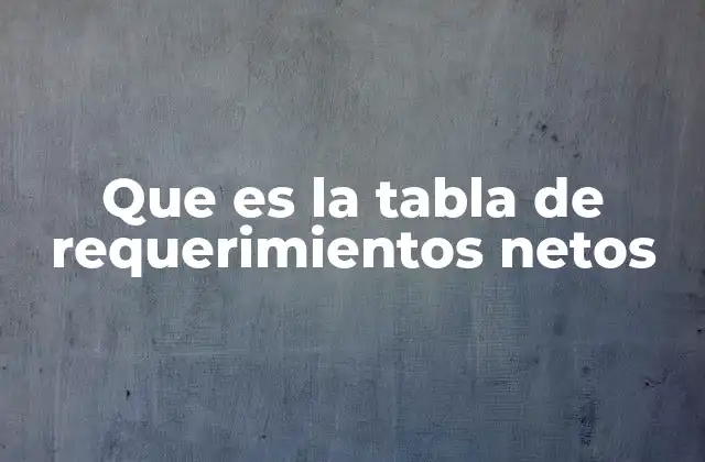 Que es la Tabla de Requerimientos Netos