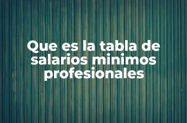 Que es la Tabla de Salarios Minimos Profesionales