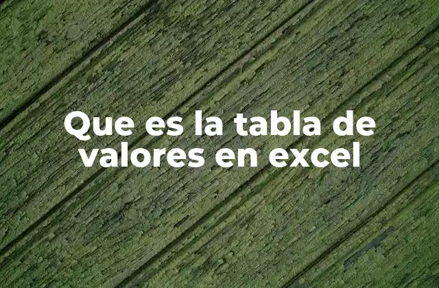 Que es la Tabla de Valores en Excel