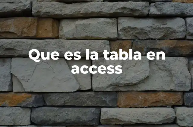 Que es la Tabla en Access 2 La base de cualquier base de datos