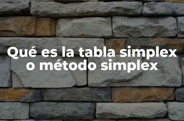 Qué es la Tabla Simplex o Método Simplex
