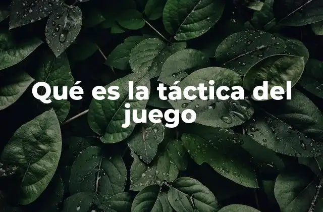 Qué es la Táctica Del Juego