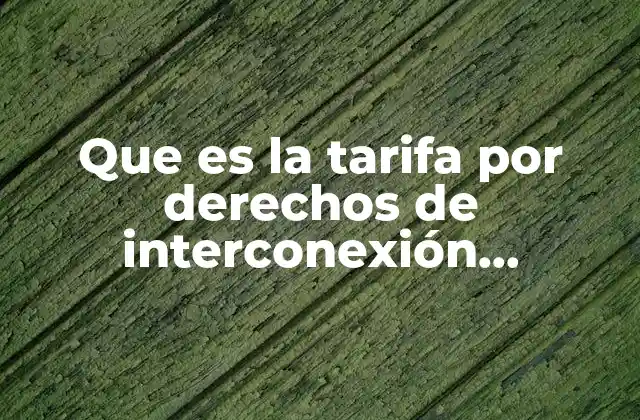 Que es la Tarifa por Derechos de Interconexión Diferenciada