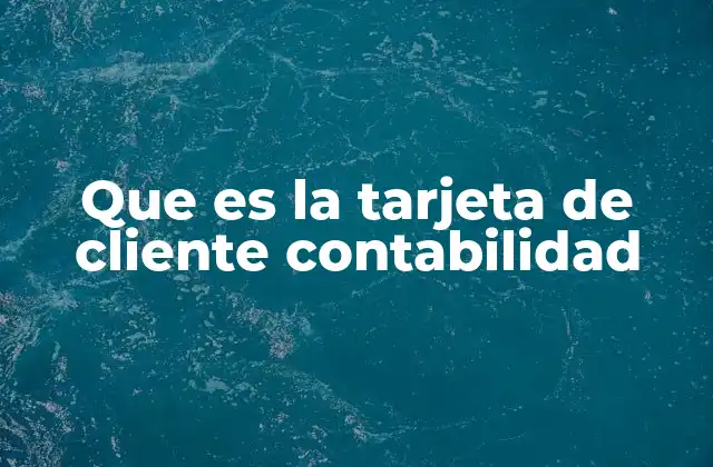Que es la Tarjeta de Cliente Contabilidad