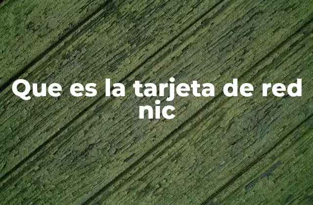 Que es la Tarjeta de Red Nic