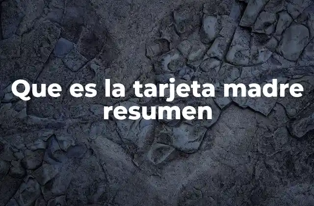 Que es la Tarjeta Madre Resumen