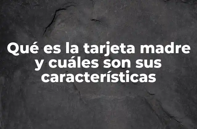 Qué es la Tarjeta Madre y Cuáles Son Sus Características