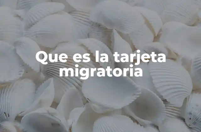 Que es la Tarjeta Migratoria