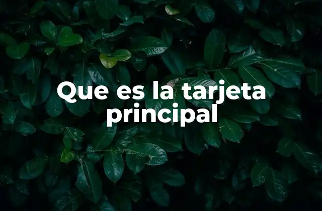 Que es la Tarjeta Principal