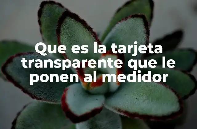 Que es la Tarjeta Transparente que Le Ponen Al Medidor