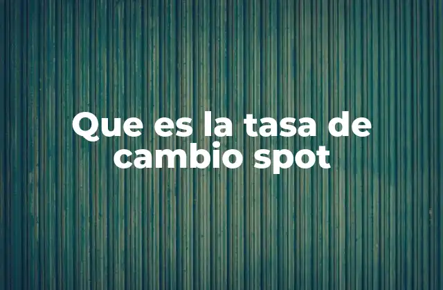 Que es la Tasa de Cambio Spot