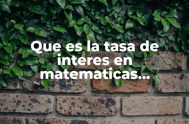 Que es la Tasa de Interes en Matematicas Financieras
