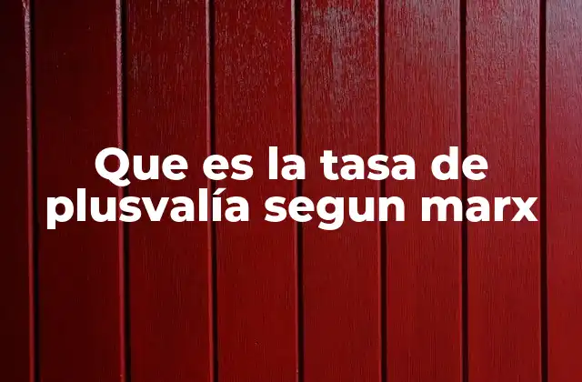 Que es la Tasa de Plusvalía Segun Marx