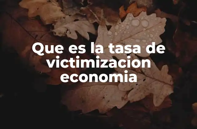 Que es la Tasa de Victimizacion Economia