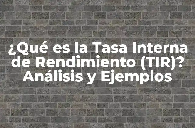¿qué es la Tasa Interna de Rendimiento (tir)? Análisis y Ejemplos