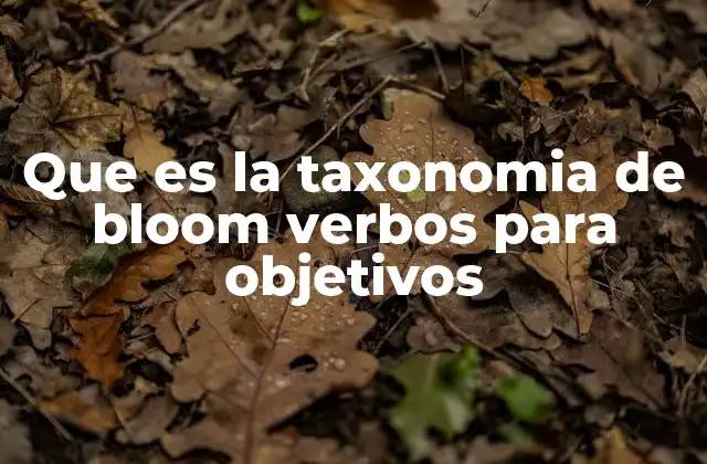 Que es la Taxonomia de Bloom Verbos para Objetivos