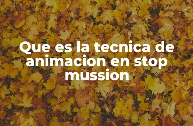 Que es la Tecnica de Animacion en Stop Mussion
