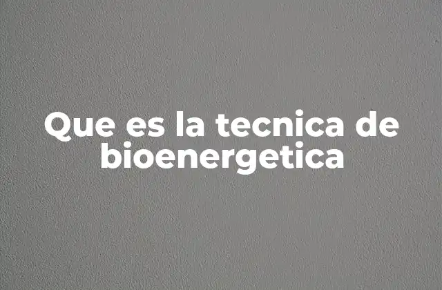 Que es la Tecnica de Bioenergetica