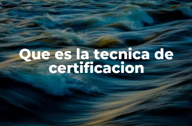 Que es la Tecnica de Certificacion