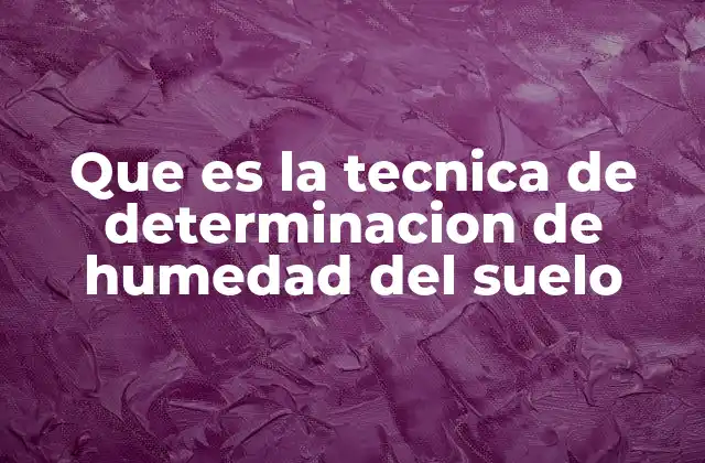 Que es la Tecnica de Determinacion de Humedad Del Suelo