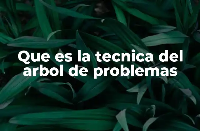 Que es la Tecnica Del Arbol de Problemas