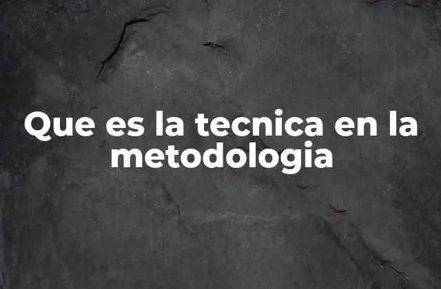 Que es la Tecnica en la Metodologia