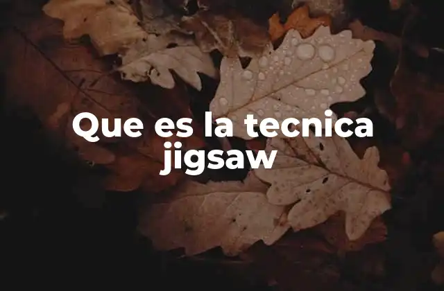 Que es la Tecnica Jigsaw