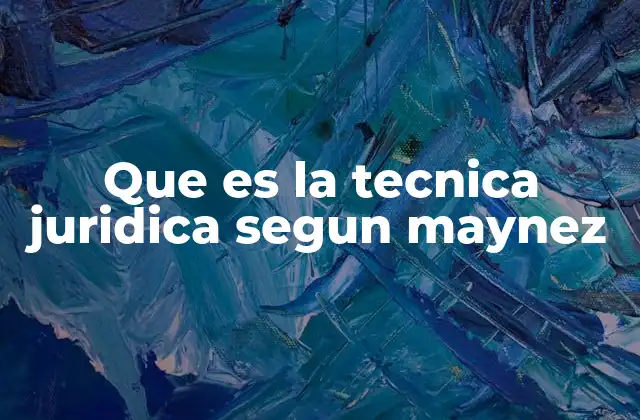 Que es la Tecnica Juridica Segun Maynez