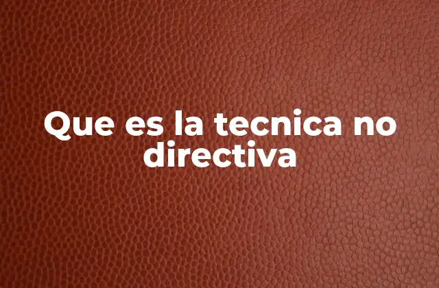 Que es la Tecnica No Directiva