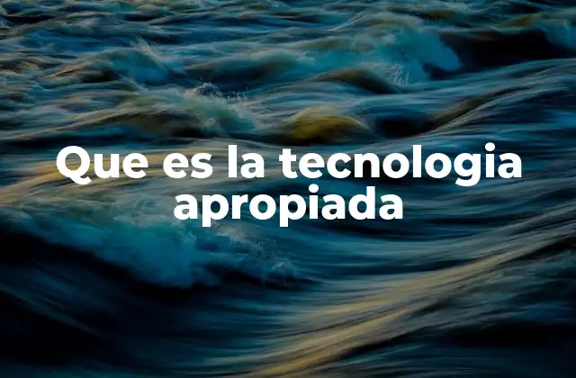 Que es la Tecnologia Apropiada