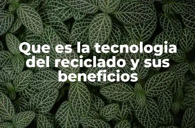 Que es la Tecnologia Del Reciclado y Sus Beneficios