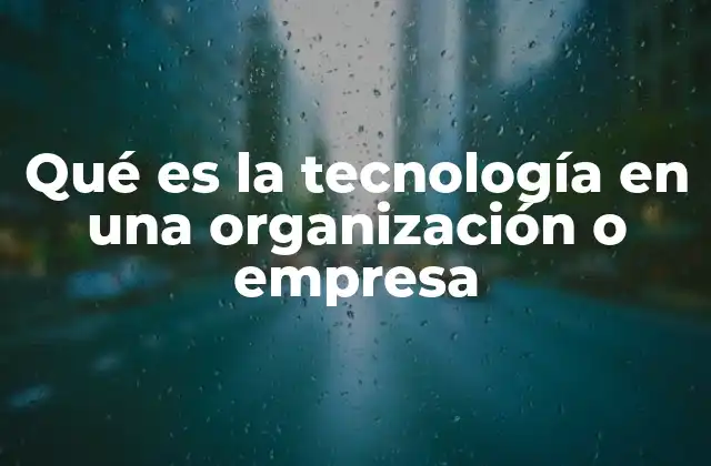 Qué es la Tecnología en una Organización o Empresa