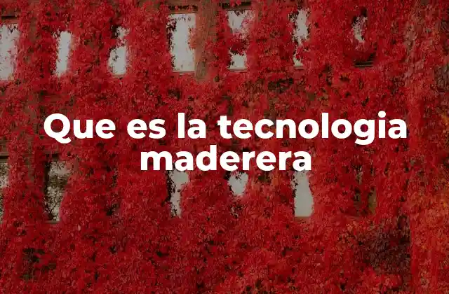 Que es la Tecnologia Maderera